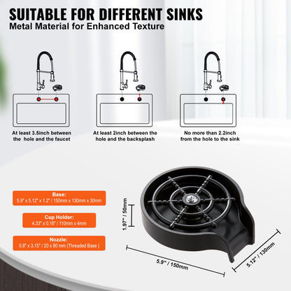 Glass Rinser, 10 Powerful Spraying Jets Rotating Cup Rinser for Sink, Wearproof ABS Kitchen Sink Faucet Cup V952-TMAZSXBQABSDD1Q4LV0