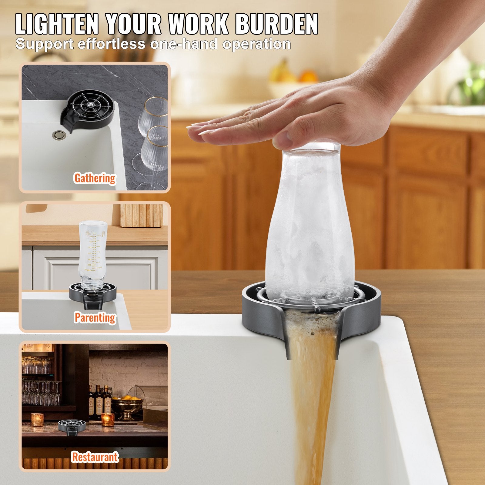 Glass Rinser, 10 Powerful Spraying Jets Rotating Cup Rinser for Sink, Wearproof ABS Kitchen Sink Faucet Cup V952-TMAZSXBQABSDD1Q4LV0