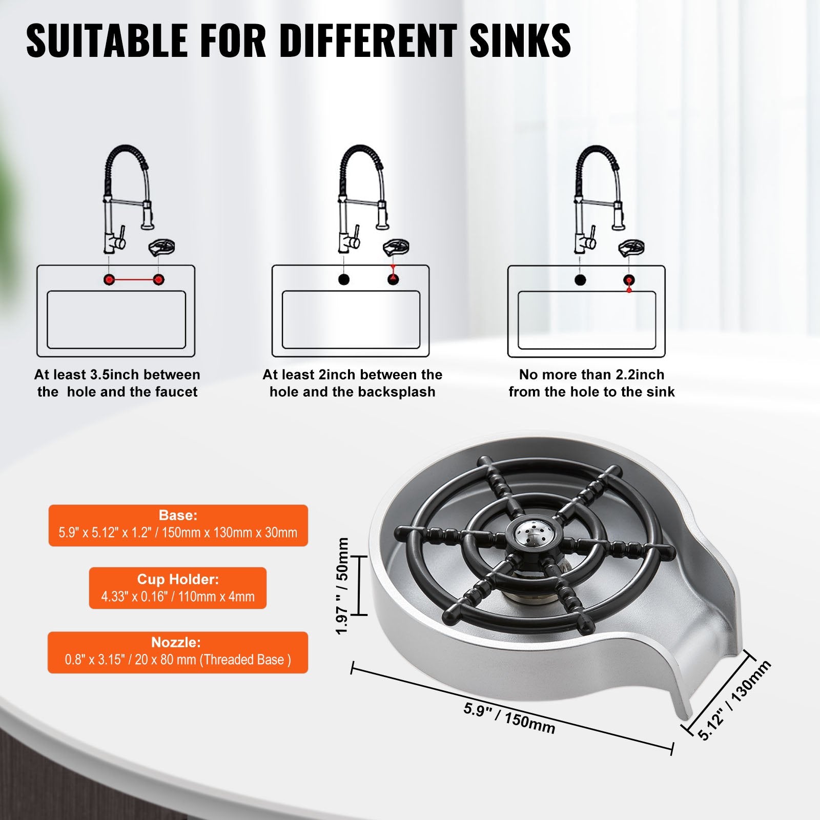 Glass Rinser 10 Spraying Jets 360 degrees Rotating ABS Cup Washer & Cup Holder V952-TMAZSXBQDGAB0VOAUV0