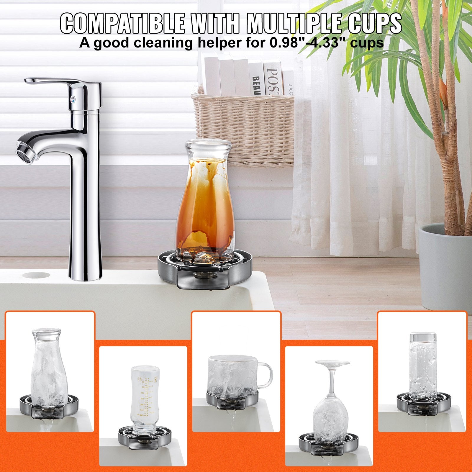 Glass Rinser 10-Hole Rotating Stainless Steel Washer ABS Cup Holder V952-TMAZSXBQLSN3YMGJJV0