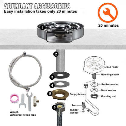 Glass Rinser 10-Hole Rotating Stainless Steel Washer ABS Cup Holder V952-TMAZSXBQLSN3YMGJJV0