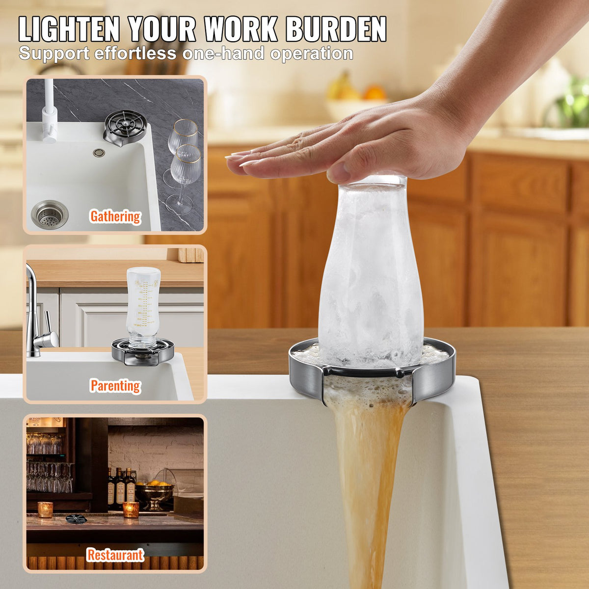 Glass Rinser 10-Hole Rotating Stainless Steel Washer ABS Cup Holder V952-TMAZSXBQLSN3YMGJJV0