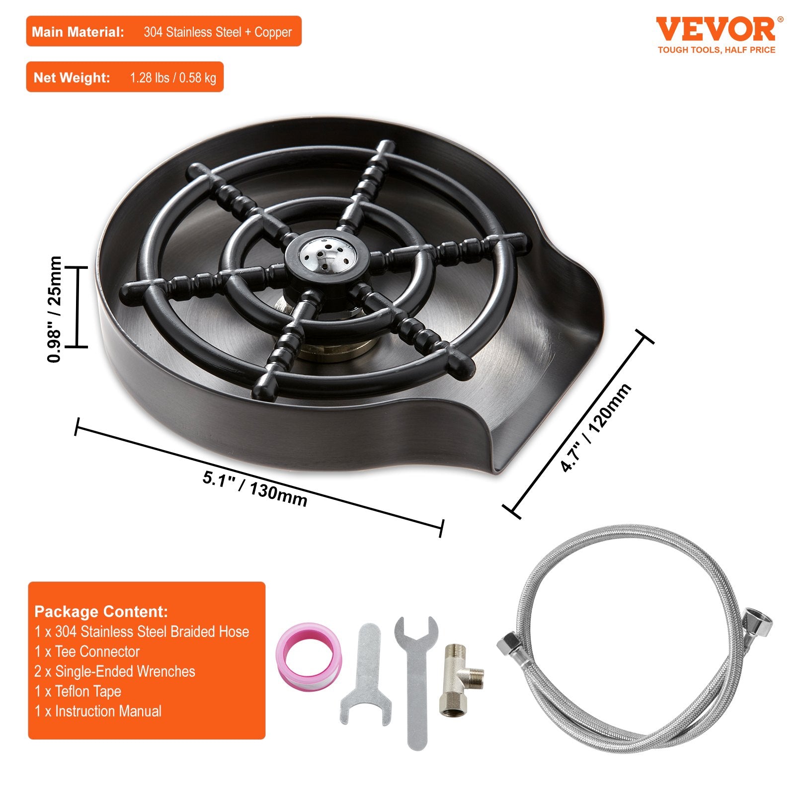 Glass Rinser 10-Hole Rotating Stainless Steel Washer ABS Cup Holder V952-TMAZSXBQLSN3YMGJJV0