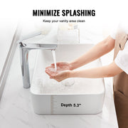 Modern Ceramic Vessel Sink 48x37cm Bathroom Vanity Bowl Countertop White V952-TMSCTCJX4837PYW3KV0