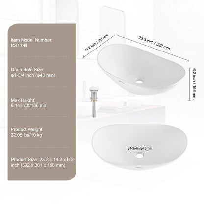 Modern Ceramic Vessel Sink 60x36cm Bathroom Vanity Bowl Countertop V952-TMSCTCTYX603O50YKV0