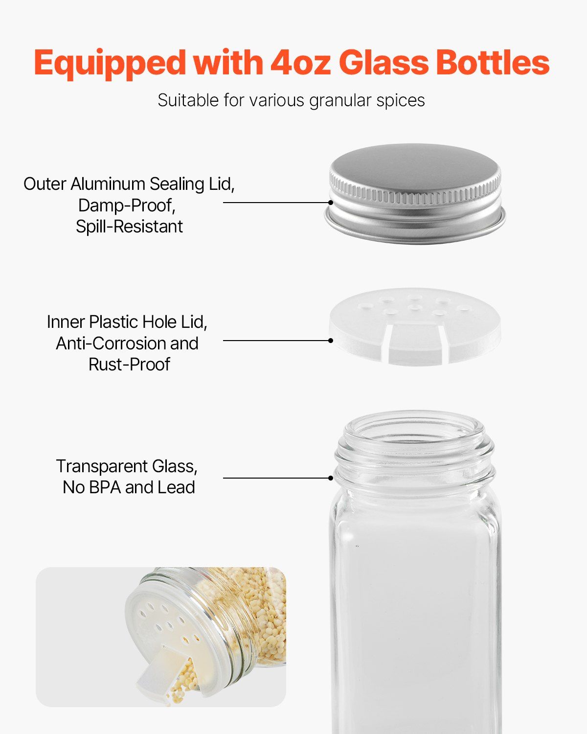 Spice Rack Organizer for Cabinet, Spice Organizer with 36 Empty Spice Jars, Lids, Spice Labels, and Funnel V952-TMSDLJTZCF36S586YV0
