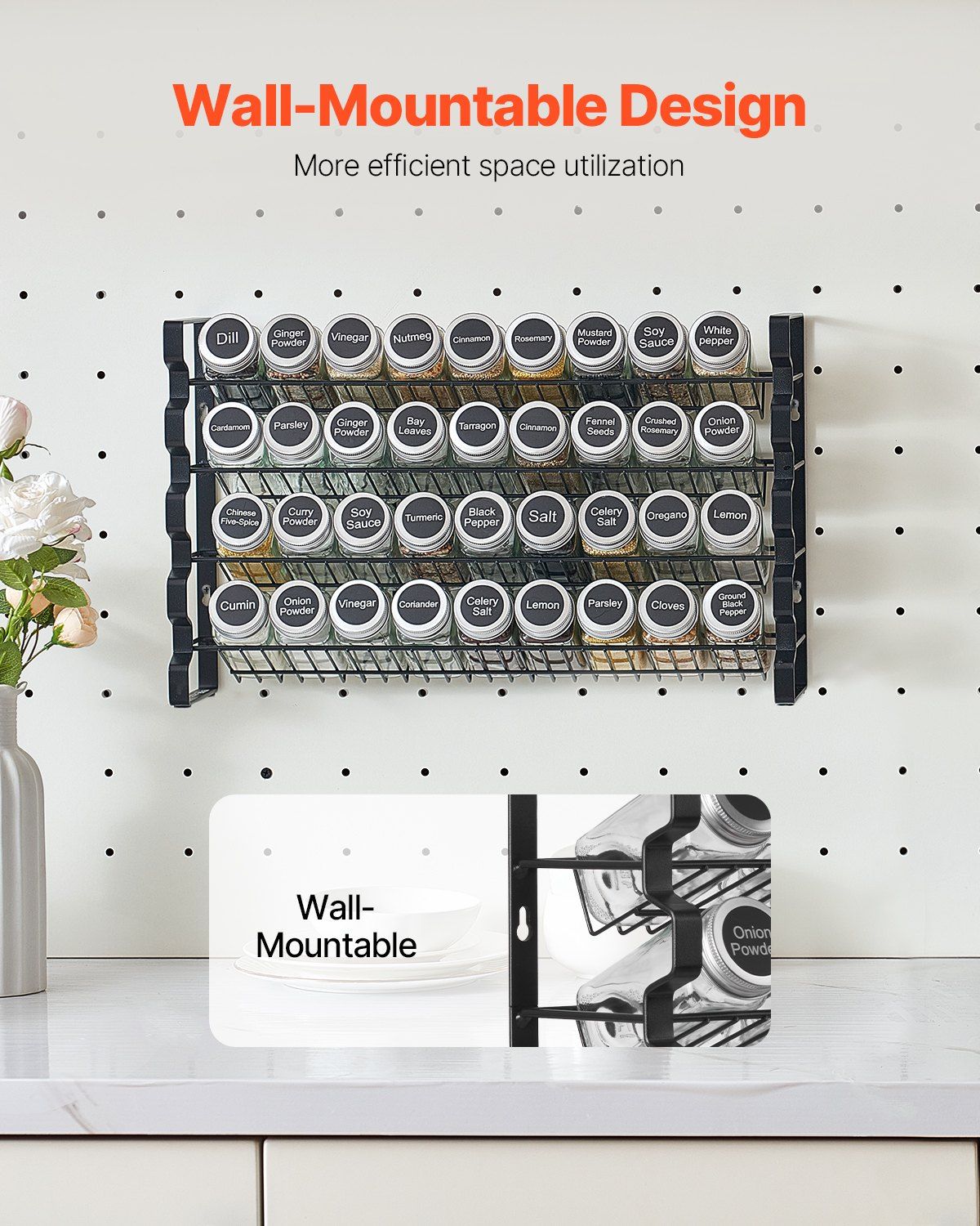Spice Rack Organizer for Cabinet, Spice Organizer with 36 Empty Spice Jars, Lids, Spice Labels, and Funnel V952-TMSDLJTZCF36S586YV0