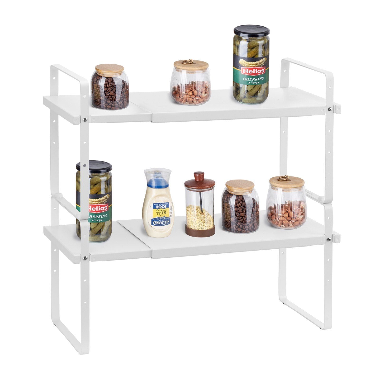 Adjustable Kitchen Cabinet Shelf Organizer, Expandable 2 Tier Cabinet Shelf, Stackable Countertop Organizers V952-TMSDLJTZSFWDMPVD4V0
