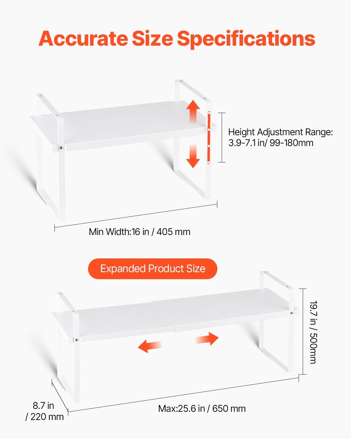Adjustable Kitchen Cabinet Shelf Organizer, Expandable 2 Tier Cabinet Shelf, Stackable Countertop Organizers V952-TMSDLJTZSFWDMPVD4V0
