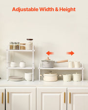 Adjustable Kitchen Cabinet Shelf Organizer, Expandable 2 Tier Cabinet Shelf, Stackable Countertop Organizers V952-TMSDLJTZSFWDMPVD4V0