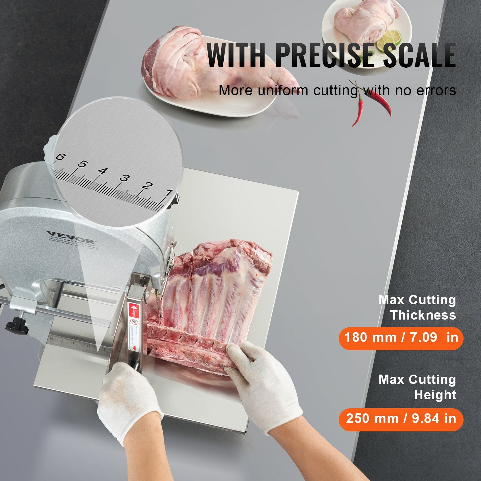 Commercial Electric Meat Bandsaw, 1800W Stainless Steel Countertop Bone Sawing Machine, 380 x 485 mm V952-TMSJGJ2200WLQU3B4V3