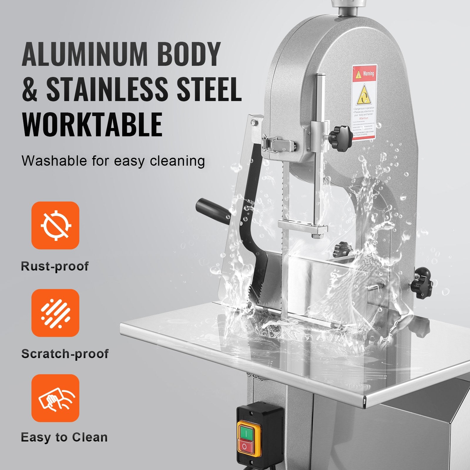 Commercial Electric Meat Bandsaw, 1800W Stainless Steel Countertop Bone Sawing Machine, 380 x 485 mm V952-TMSJGJ2200WLQU3B4V3