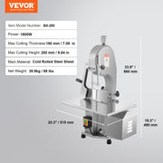 Commercial Electric Meat Bandsaw, 1800W Stainless Steel Countertop Bone Sawing Machine, 380 x 485 mm V952-TMSJGJ2200WLQU3B4V3