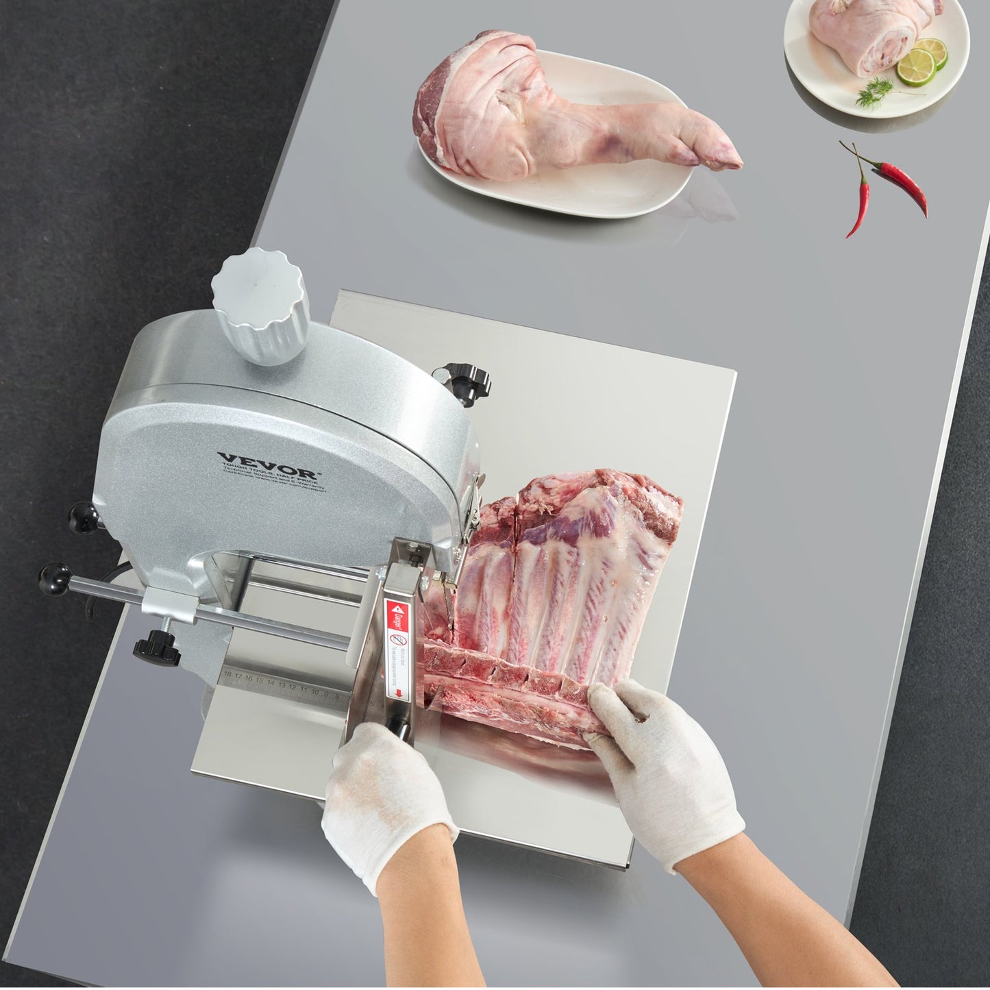 Commercial Electric Meat Bandsaw, 1800W Stainless Steel Countertop Bone Sawing Machine, 380 x 485 mm V952-TMSJGJ2200WLQU3B4V3