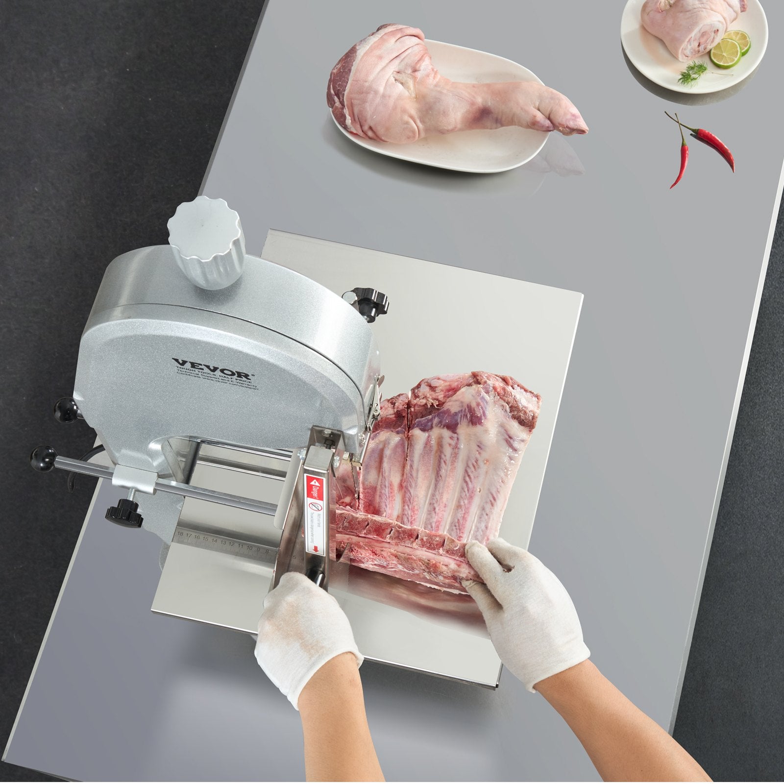 Commercial Electric Meat Bandsaw, 1800W Stainless Steel Countertop Bone Sawing Machine, 380 x 485 mm V952-TMSJGJ2200WLQU3B4V3