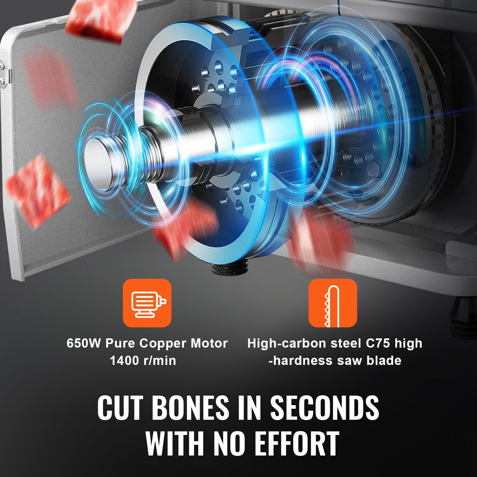 650W Commercial Electric Meat Bandsaw Stainless Steel Bone Sawing Machine V952-TMSJGJ650WL0WFZMWV3