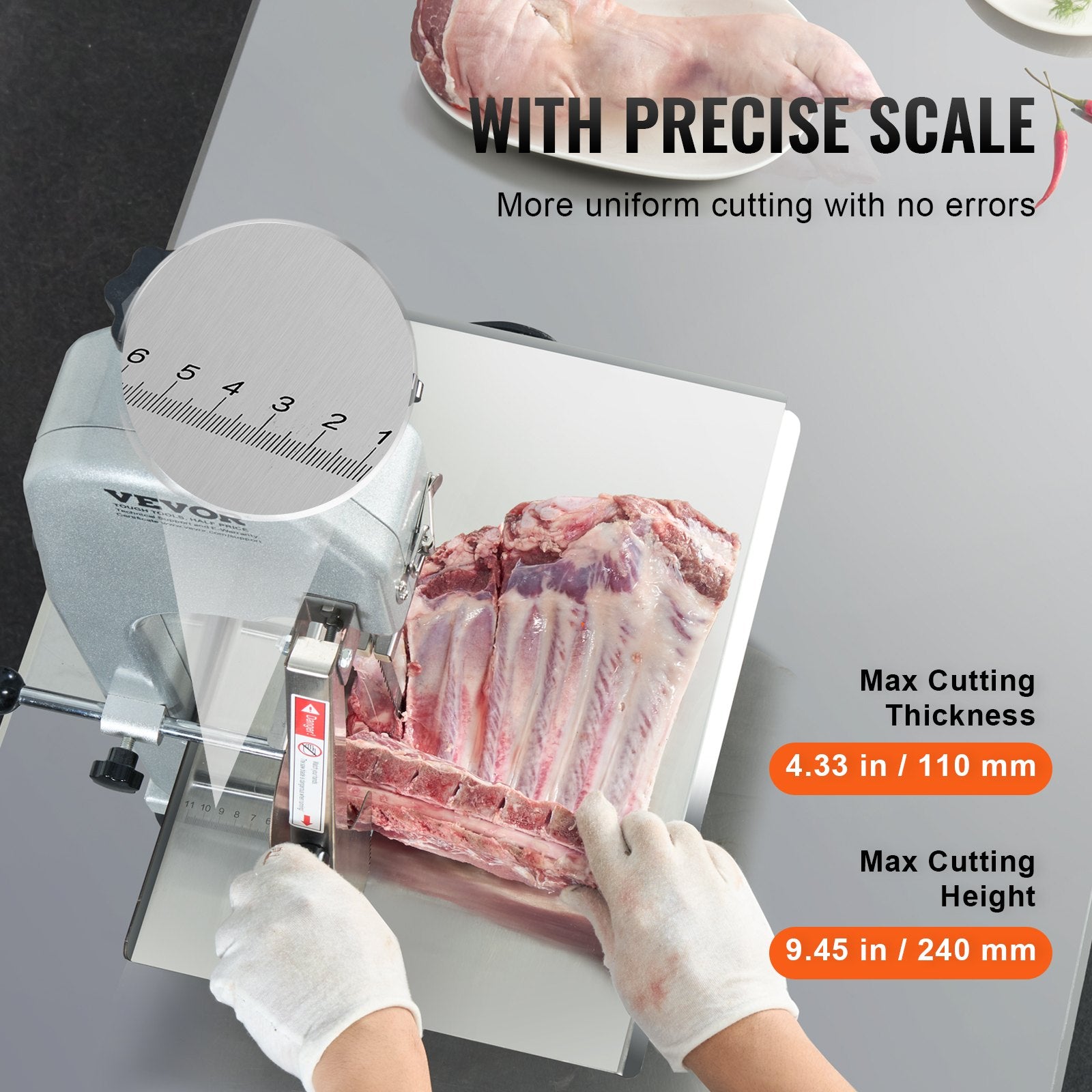 650W Commercial Electric Meat Bandsaw Stainless Steel Bone Sawing Machine V952-TMSJGJ650WL0WFZMWV3