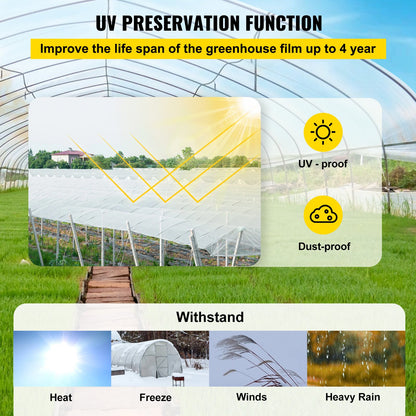 Greenhouse Film, 24\' x 100\' Greenhouse Plastic Sheeting, 6 mil Thickness Suncover Greenhouse, Clear V952-TMWSM24FT100FS1KWV0
