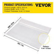 Greenhouse Film, 24\' x 100\' Greenhouse Plastic Sheeting, 6 mil Thickness Suncover Greenhouse, Clear V952-TMWSM24FT100FS1KWV0