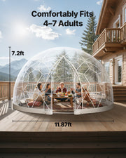 Garden Dome Tent, 3.6 x 2.2 m Outdoor Clear Bubble Tent for 4-7 Person, Weatherproof Geodesic Dome Greenhouse V952-TMXKZP12YCPV91GAO001V0