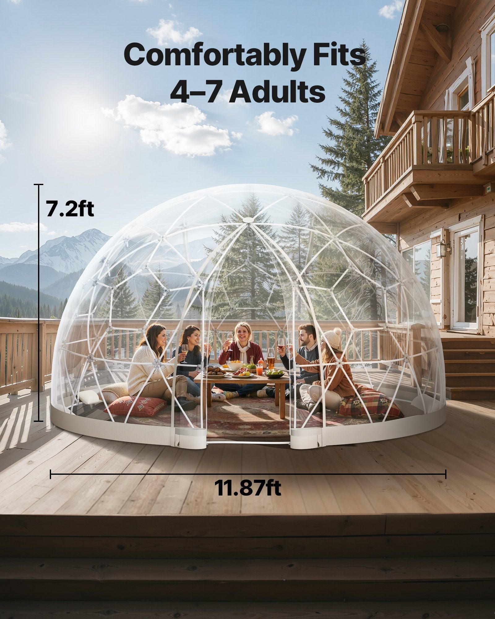 Garden Dome Tent, 3.6 x 2.2 m Outdoor Clear Bubble Tent for 4-7 Person, Weatherproof Geodesic Dome Greenhouse V952-TMXKZP12YCPV91GAO001V0