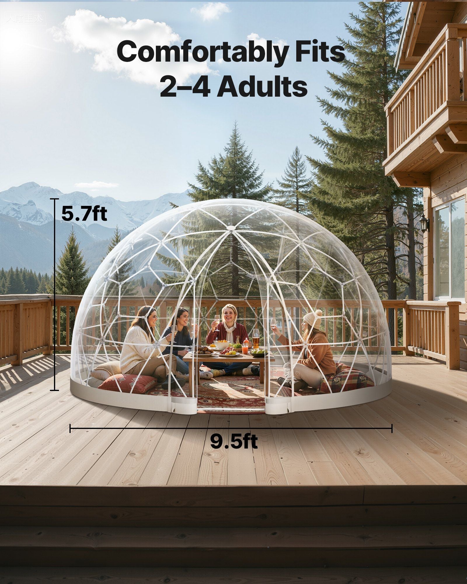 Garden Dome Tent, 2.9 x 1.75 m Outdoor Clear Bubble Tent for 2-4 Person, Weatherproof Geodesic Dome V952-TMXKZP95YCPV9WP9W001V0