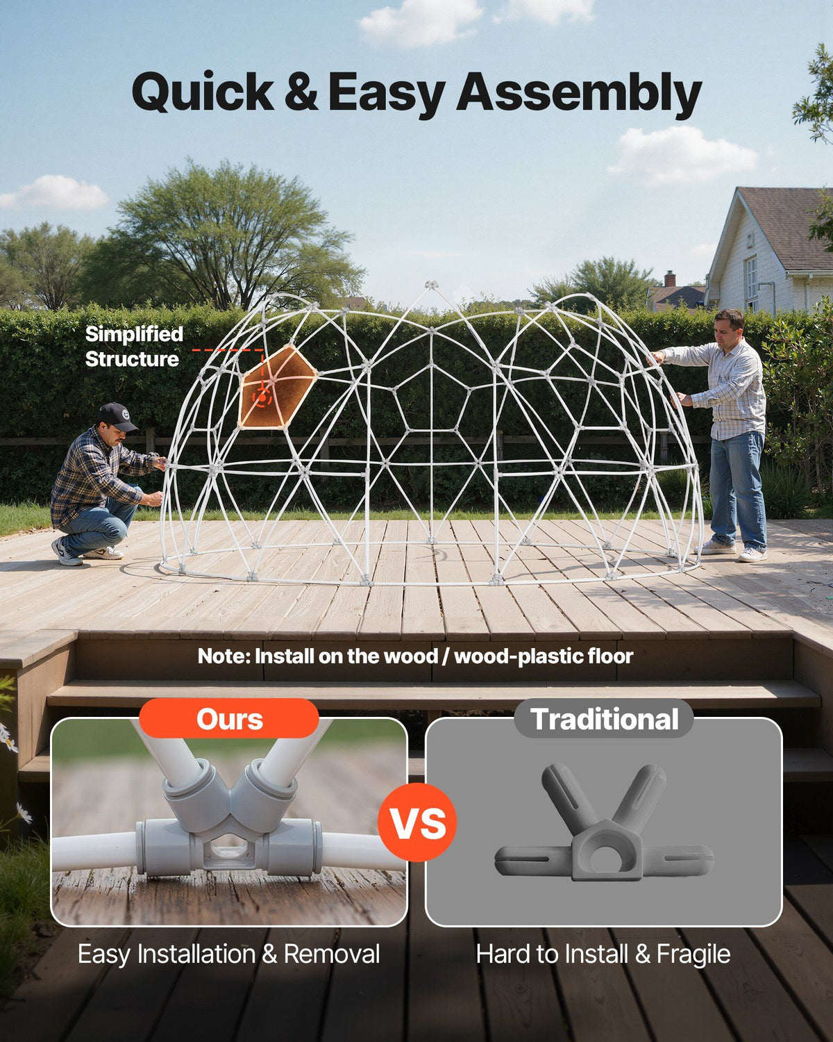 Garden Dome Tent, 2.9 x 1.75 m Outdoor Clear Bubble Tent for 2-4 Person, Weatherproof Geodesic Dome V952-TMXKZP95YCPV9WP9W001V0
