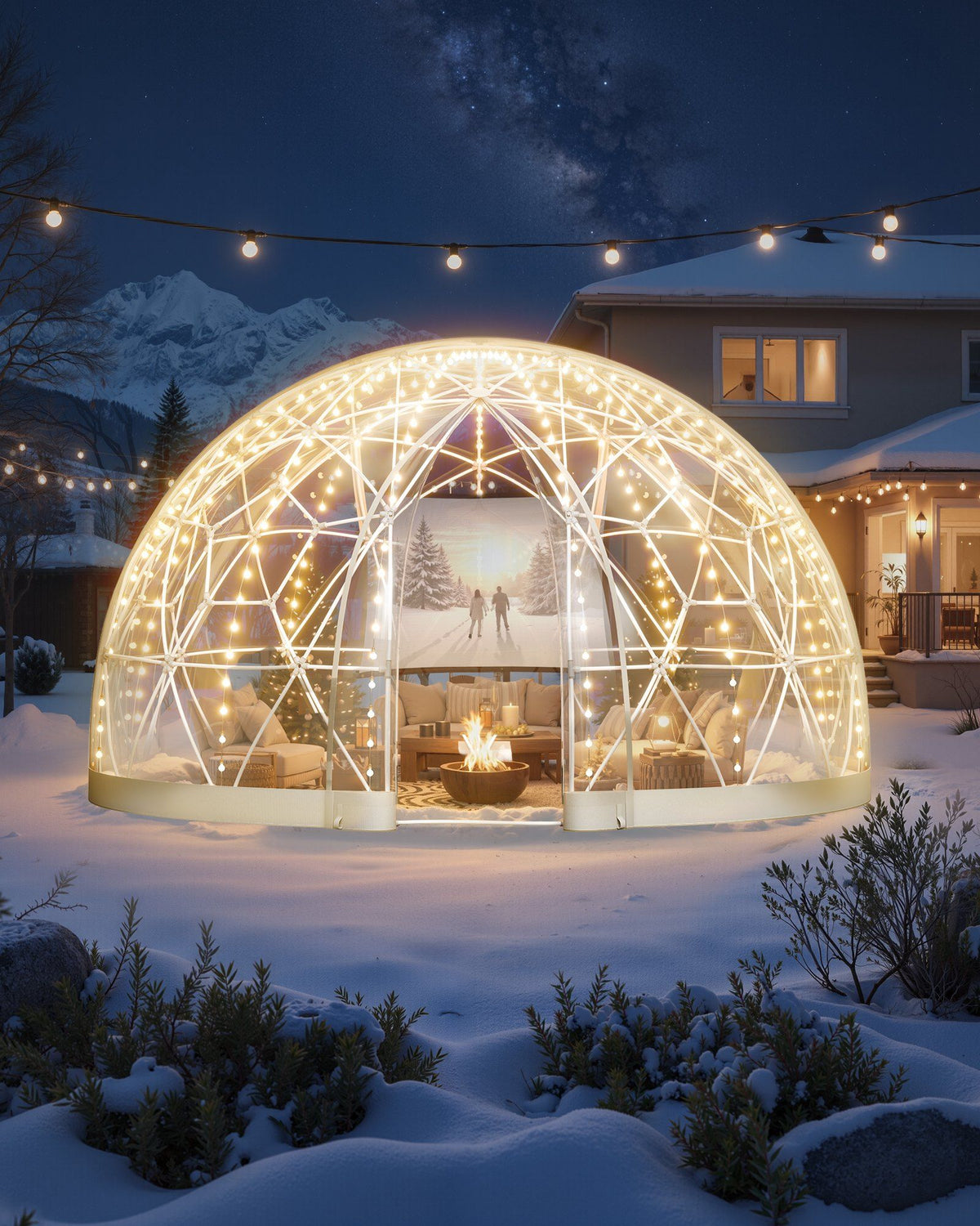 Garden Dome Tent, 2.9 x 1.75 m Outdoor Clear Bubble Tent for 2-4 Person, Weatherproof Geodesic Dome V952-TMXKZP95YCPV9WP9W001V0