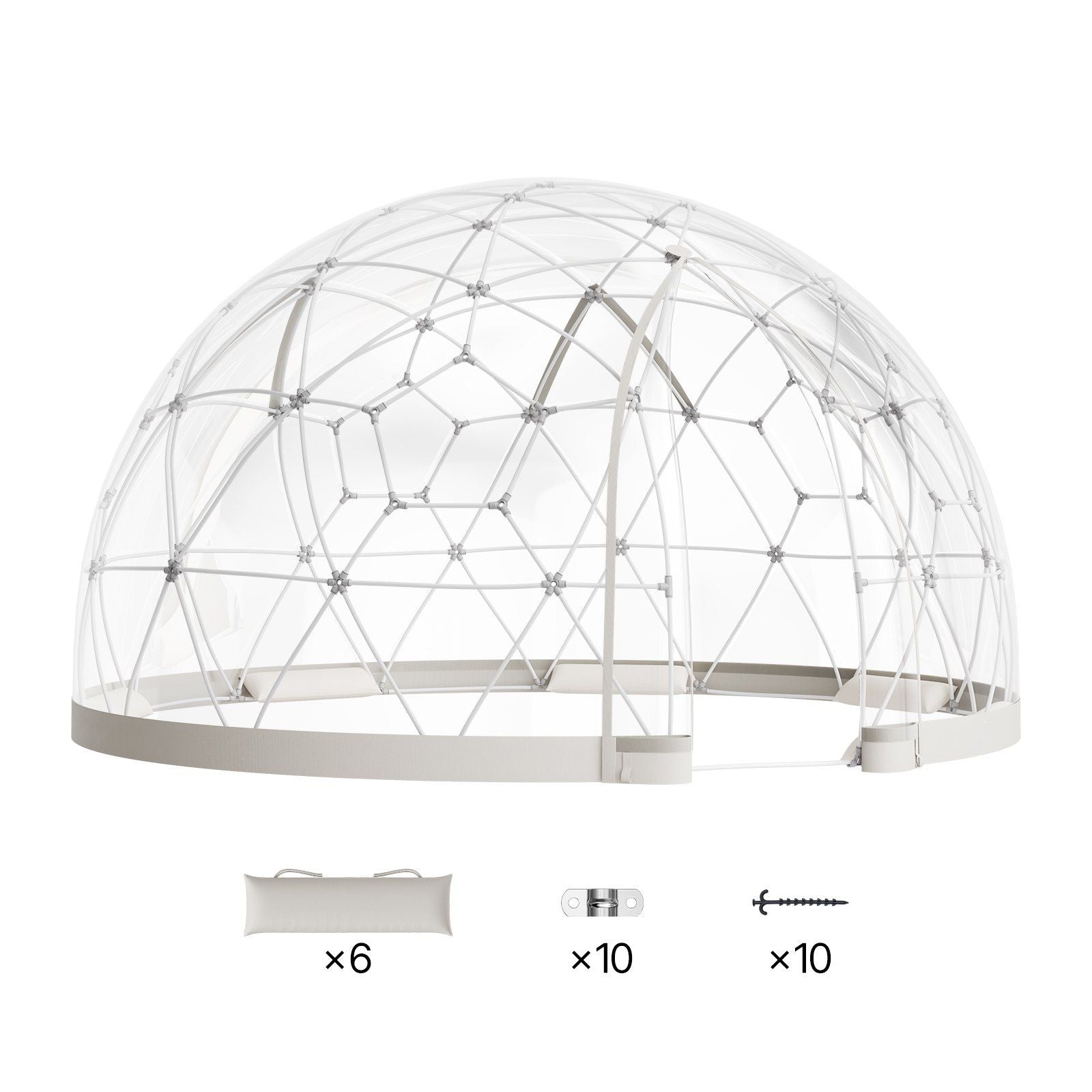 Garden Dome Tent, 2.9 x 1.75 m Outdoor Clear Bubble Tent for 2-4 Person, Weatherproof Geodesic Dome V952-TMXKZP95YCPV9WP9W001V0