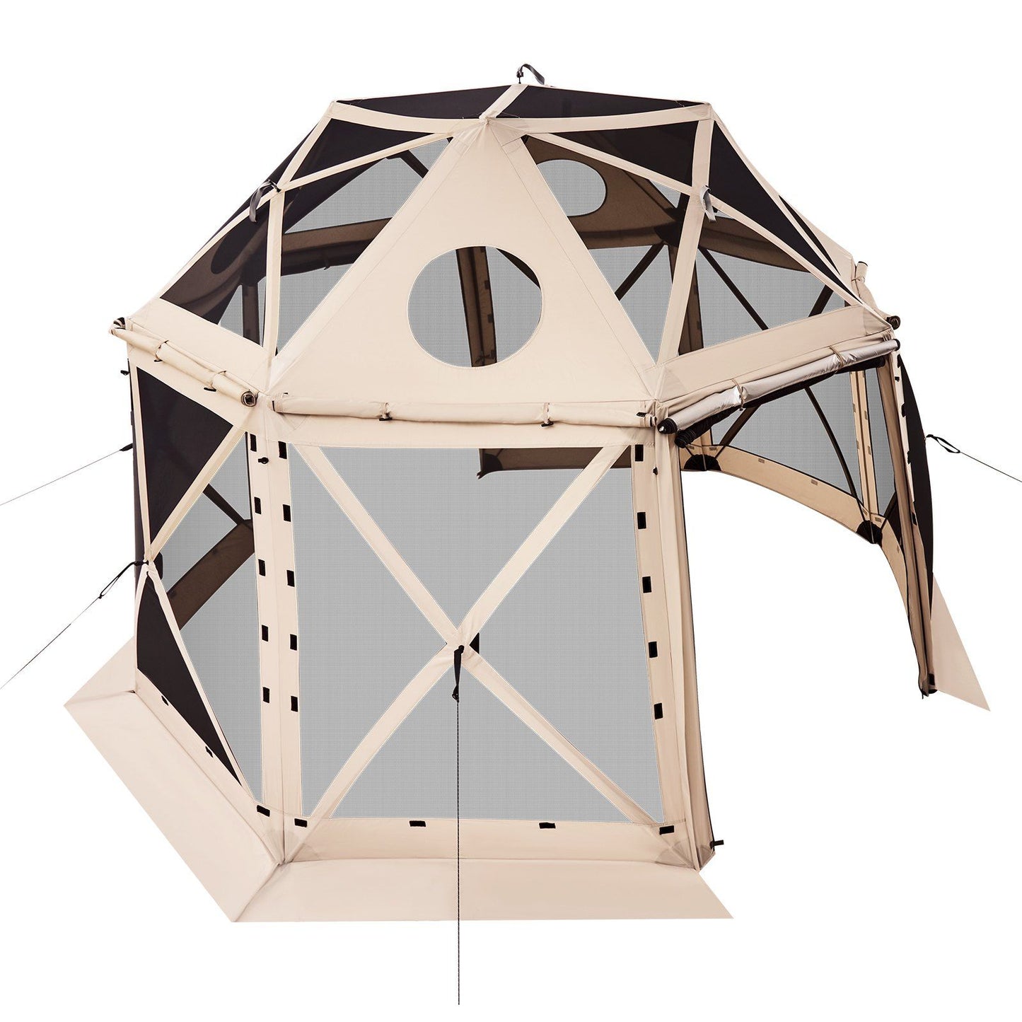 Pop up Gazebo Screen Tent, 3.6x3.6 m, 13-Sided Spherical Camping Canopy Tent with Removable Top & Carry Bag, V952-TMZPQXK13M1254U9V001V0