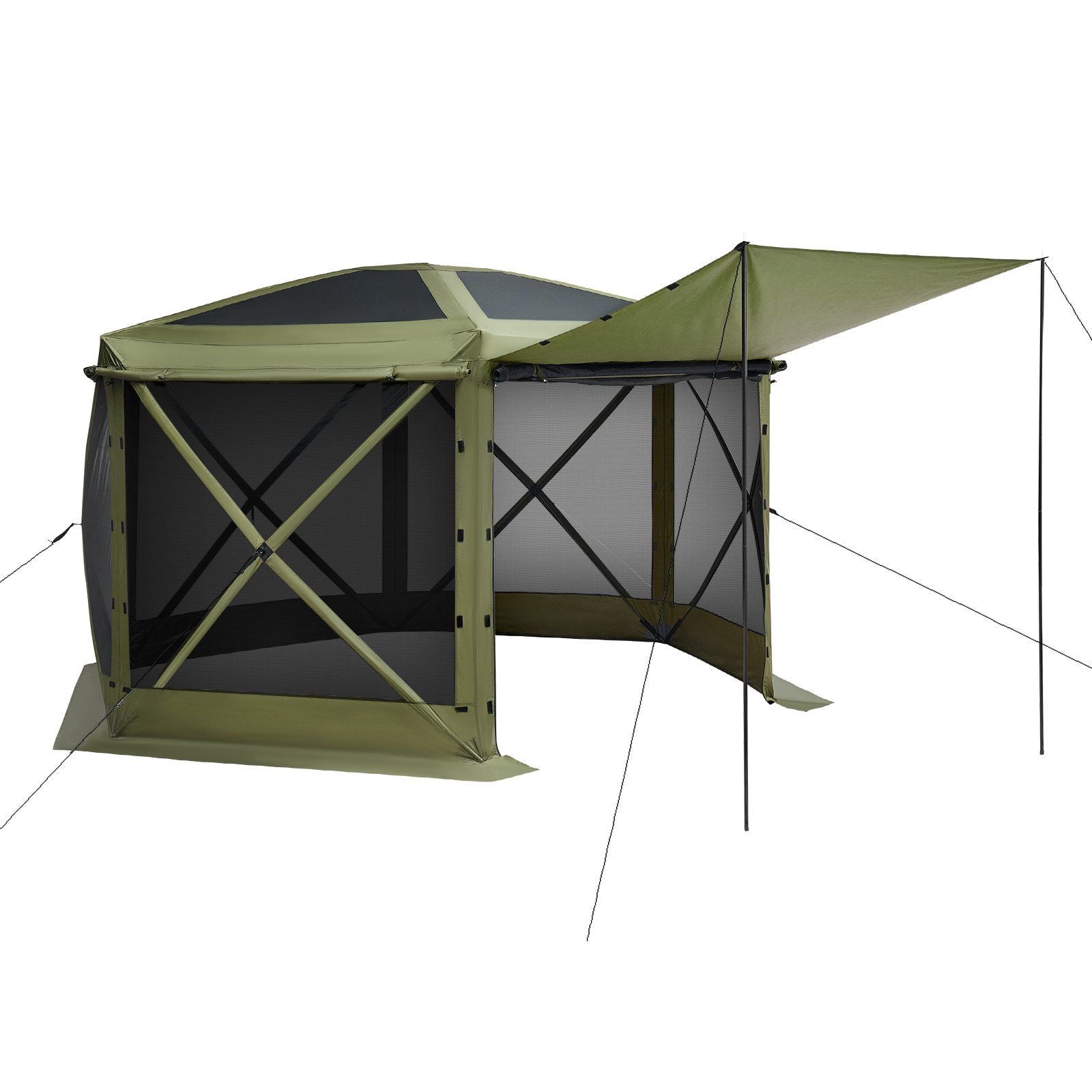 Pop up Gazebo Screen Tent, 3x3 m Large 6-Sided Camping Canopy Tent with Removable Top & Carry Bag, Quick-Set V952-TMZPXKTMK6M1M7EVT001V0