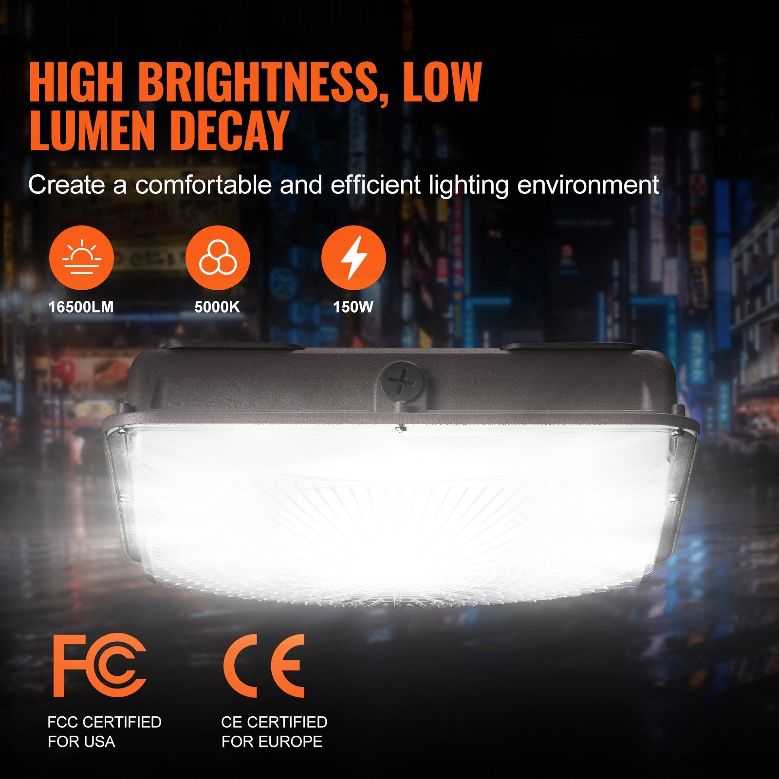 4 PCS LED Canopy Light 150W 16500LM 5000K Daylight Outdoor Canopy Lighting V952-TPDDS150W4JT18VDWV7
