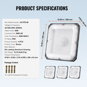 4 Pack LED Canopy Lights 80W 8800LM 5000K Daylight Outdoor Canopy Lighting V952-TPDDS80W4JT0CK09FV7