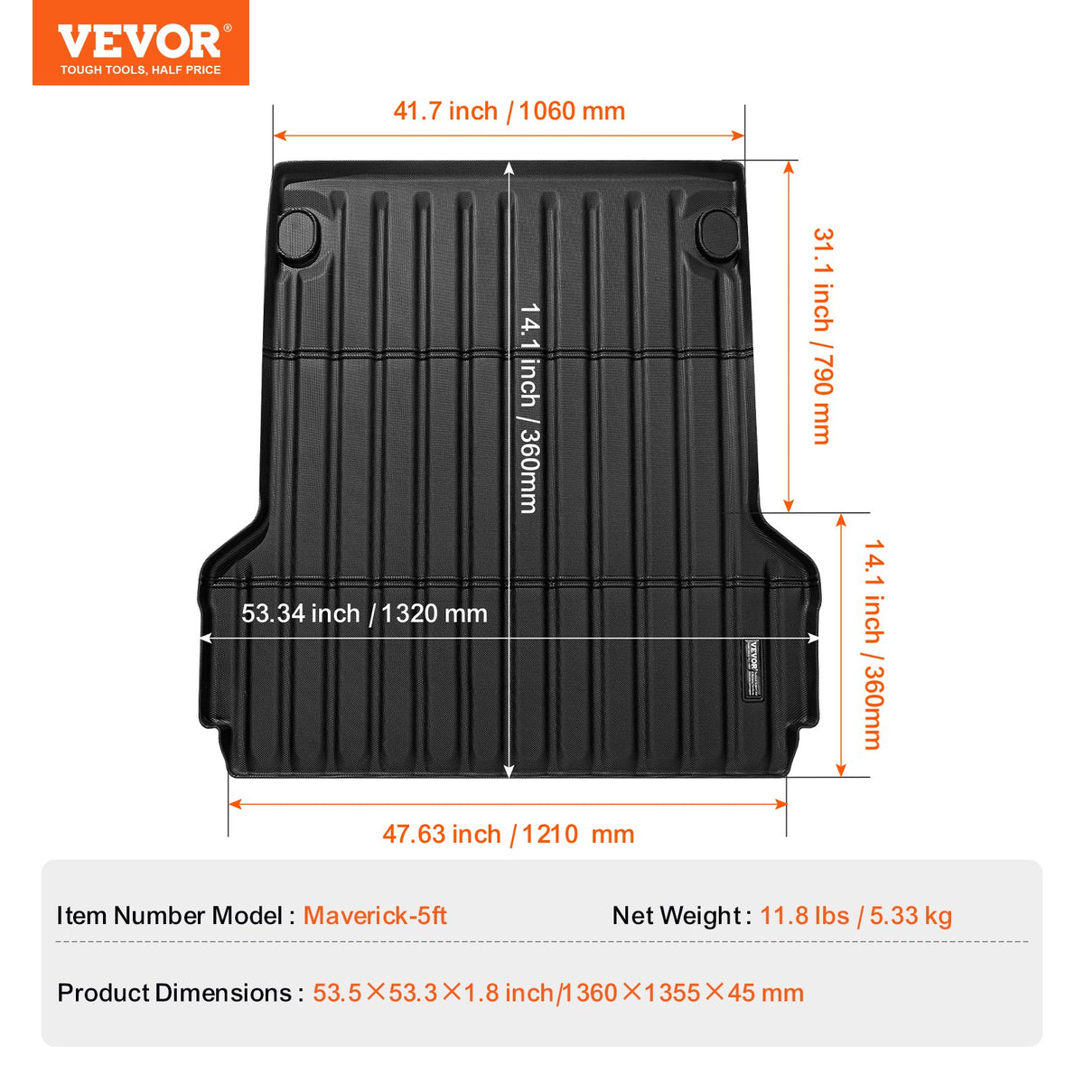Truck Bed Mat Fit 2022-2024 Ford Maverick TPE Truck Bed Liner Accessories V952-TPEKCCCDTPEF70ESXV0
