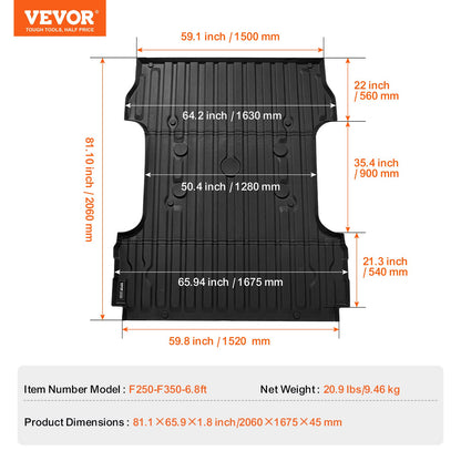 Truck Bed Mat Fit 2017-2024 Ford F250/F350 TPE Truck Bed Liner Accessories V952-TPEKCCCDTPEFE2RWLV0