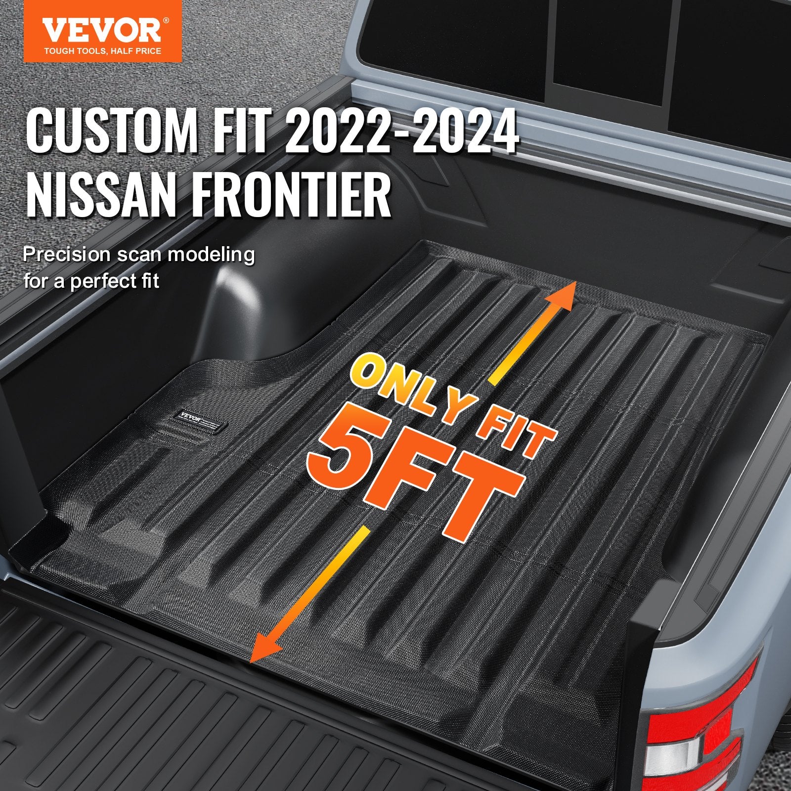 Truck Bed Mat Fit 2022-2024 Nissan Frontier TPE Truck Bed Liner Accessory V952-TPEKCCCDTPERAC64QV0