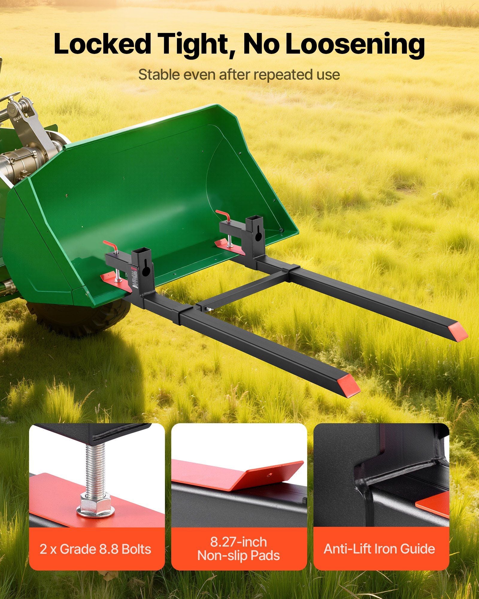 Pallet Forks, 907 kg Clamp on Pallet Forks, 149 cm Total Length Heavy-Duty Tractor Fork with Adjustable V952-TPHCKDJK60INVJ53T001V0
