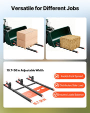 Pallet Forks, 907 kg Clamp on Pallet Forks, 149 cm Total Length Heavy-Duty Tractor Fork with Adjustable V952-TPHCKDJK60INVJ53T001V0
