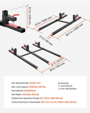 Pallet Forks, 907 kg Clamp on Pallet Forks, 149 cm Total Length Heavy-Duty Tractor Fork with Adjustable V952-TPHCKDJK60INVJ53T001V0