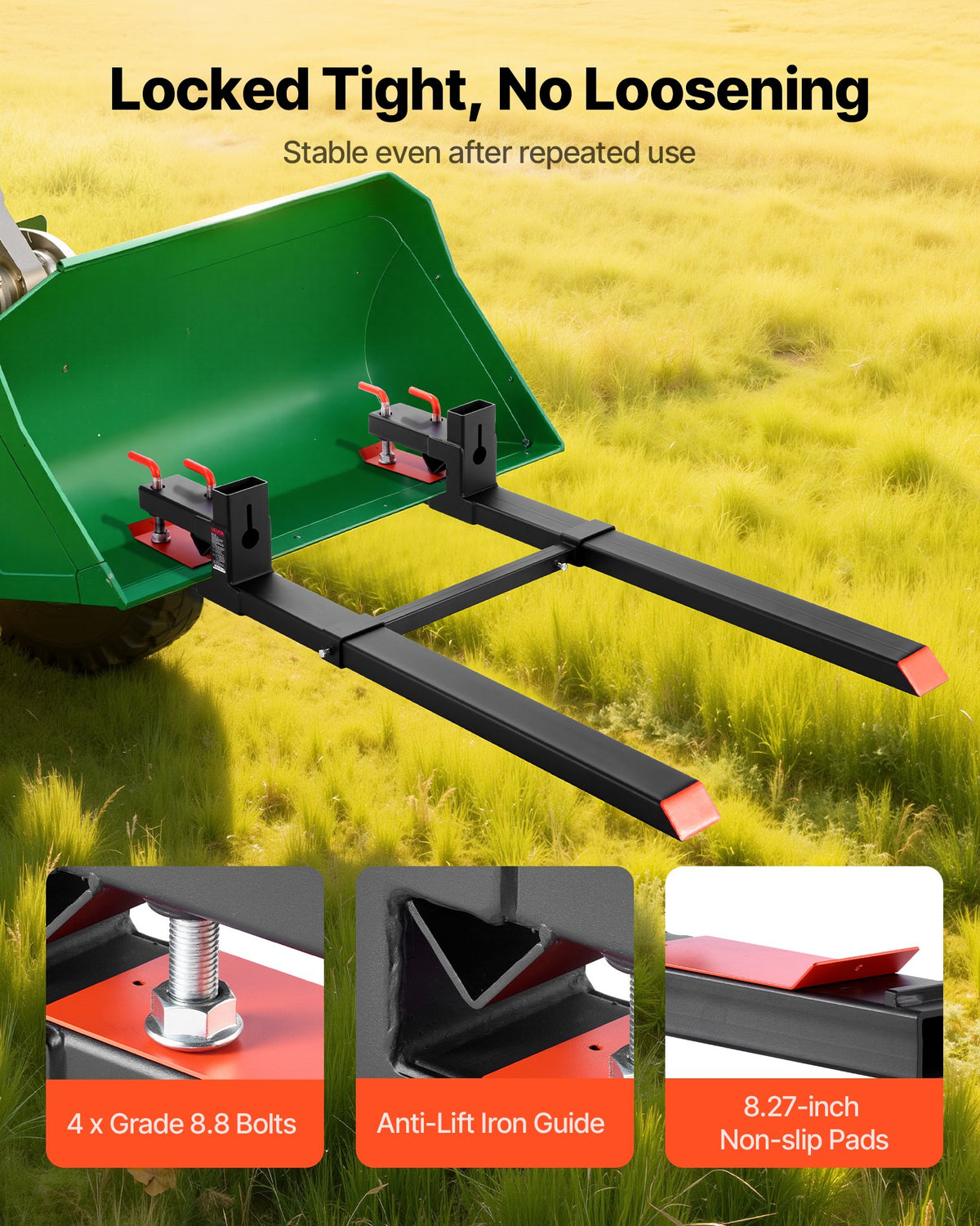 Pallet Forks, 1814 kg Clamp on Pallet Forks, 149 cm Total Length Heavy-Duty Tractor Fork with Adjustable V952-TPHCKDJK60INXOZ1G001V0