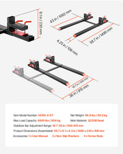 Pallet Forks, 1814 kg Clamp on Pallet Forks, 149 cm Total Length Heavy-Duty Tractor Fork with Adjustable V952-TPHCKDJK60INXOZ1G001V0