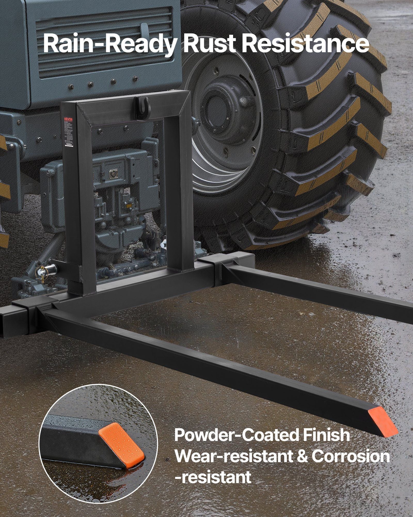 3 Point Hitch Pallet Forks, 680 kg Clamp on Pallet Forks, 128 cm Total Length Heavy-Duty Tractor Fork with V952-TPHCSDSK50IN3AS0W001V0