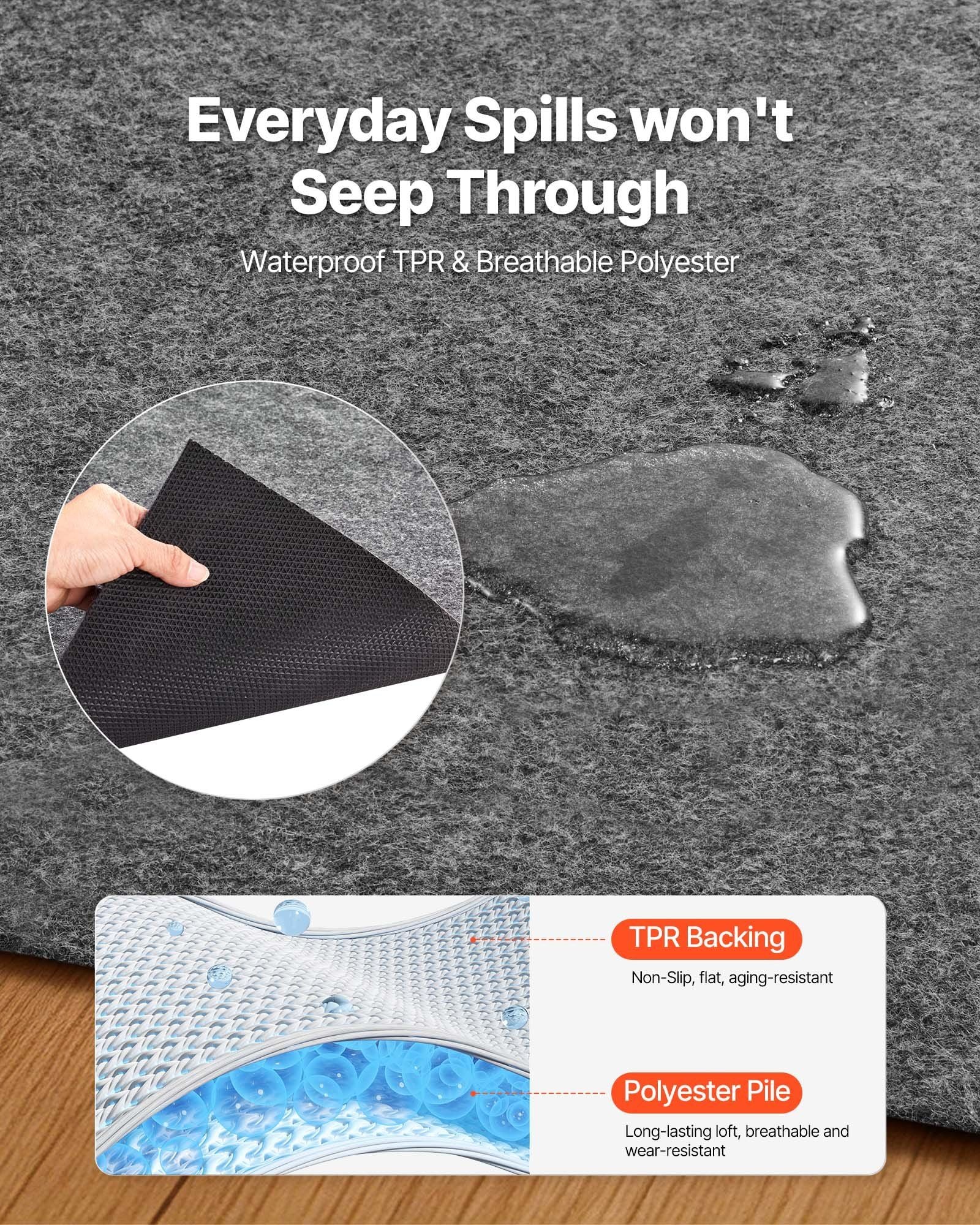 Rug Pad 0.91 x 1.52 m, Non-slip Carpet Area Pad, Rug Mat Padding with Dual Surface Felt Cushion & Rubber V952-TPRDTD35FT0246OWT001V0