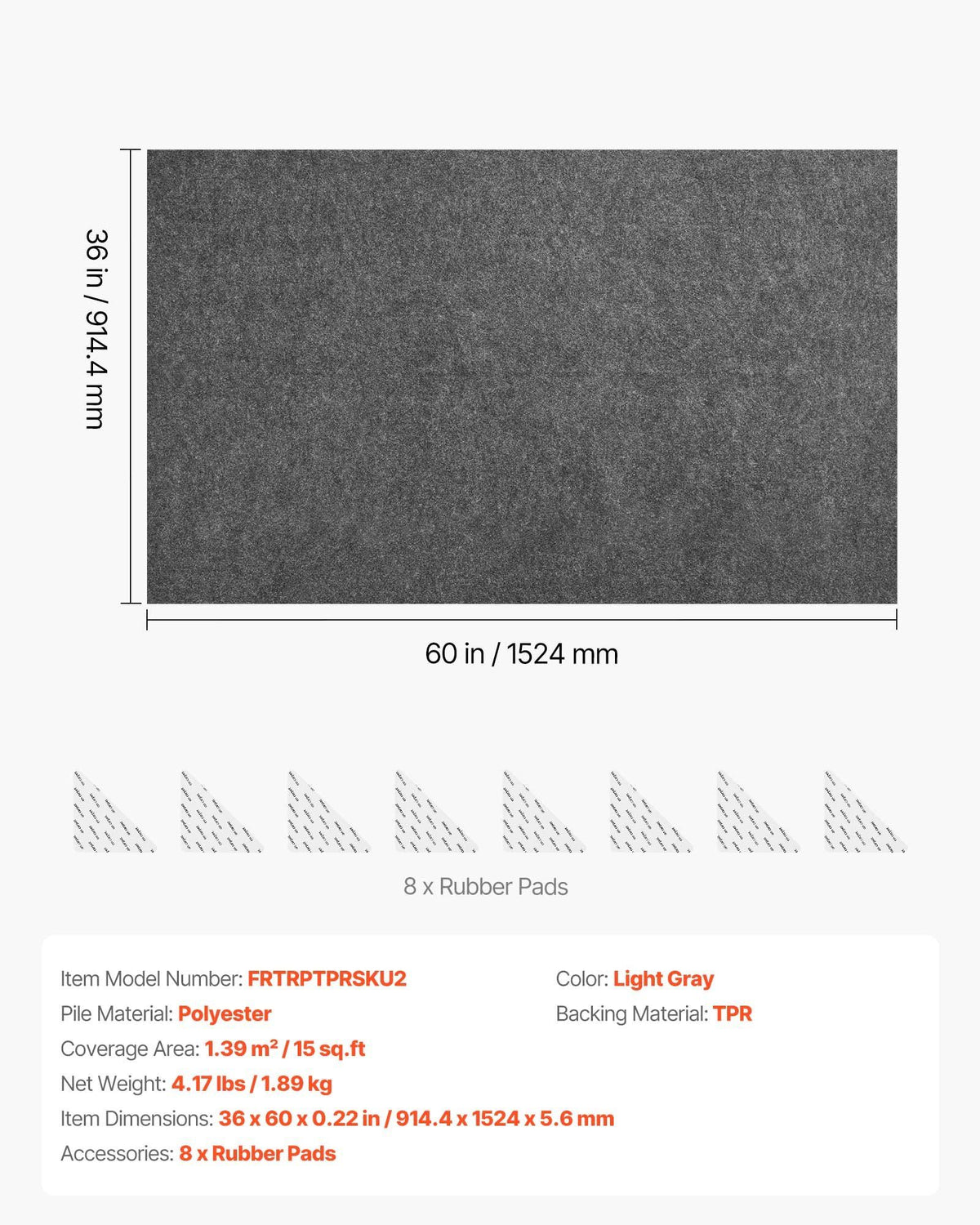 Rug Pad 0.91 x 1.52 m, Non-slip Carpet Area Pad, Rug Mat Padding with Dual Surface Felt Cushion & Rubber V952-TPRDTD35FT0246OWT001V0