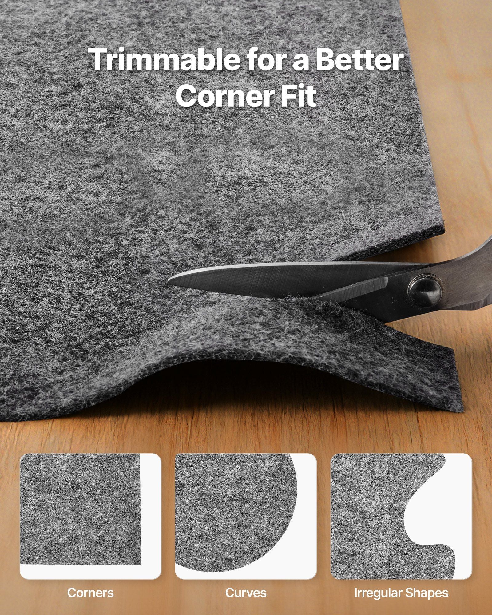 Rug Pad 1.52 x 2.13 m, Non-slip Carpet Area Pad, Rug Mat Padding with Dual Surface Felt Cushion & Rubber V952-TPRDTD57FT01YBLT2001V0