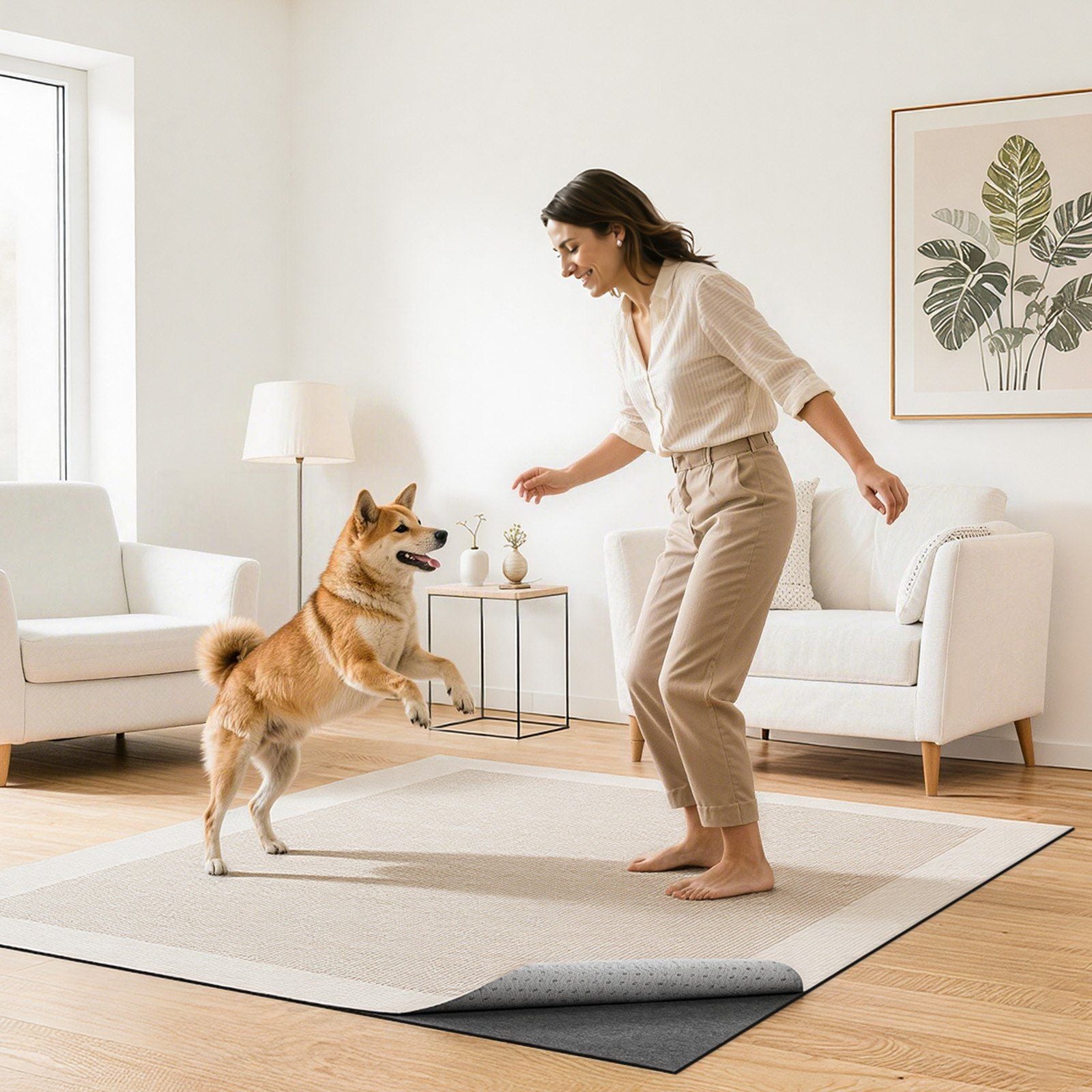 Rug Pad 1.52 x 2.13 m, Non-slip Carpet Area Pad, Rug Mat Padding with Dual Surface Felt Cushion & Rubber V952-TPRDTD57FT01YBLT2001V0