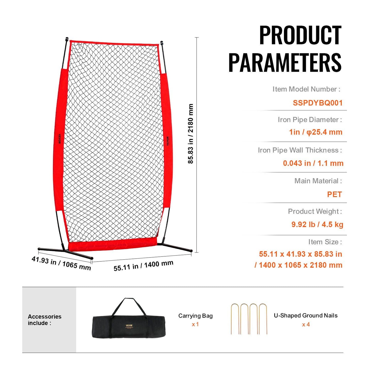 I Screen Baseball for Batting Cage, 7x4 ft Baseball & Softball Safety Screen, Body Protector Portable Batting V952-TSBHWIXQX74YMKWF6V0