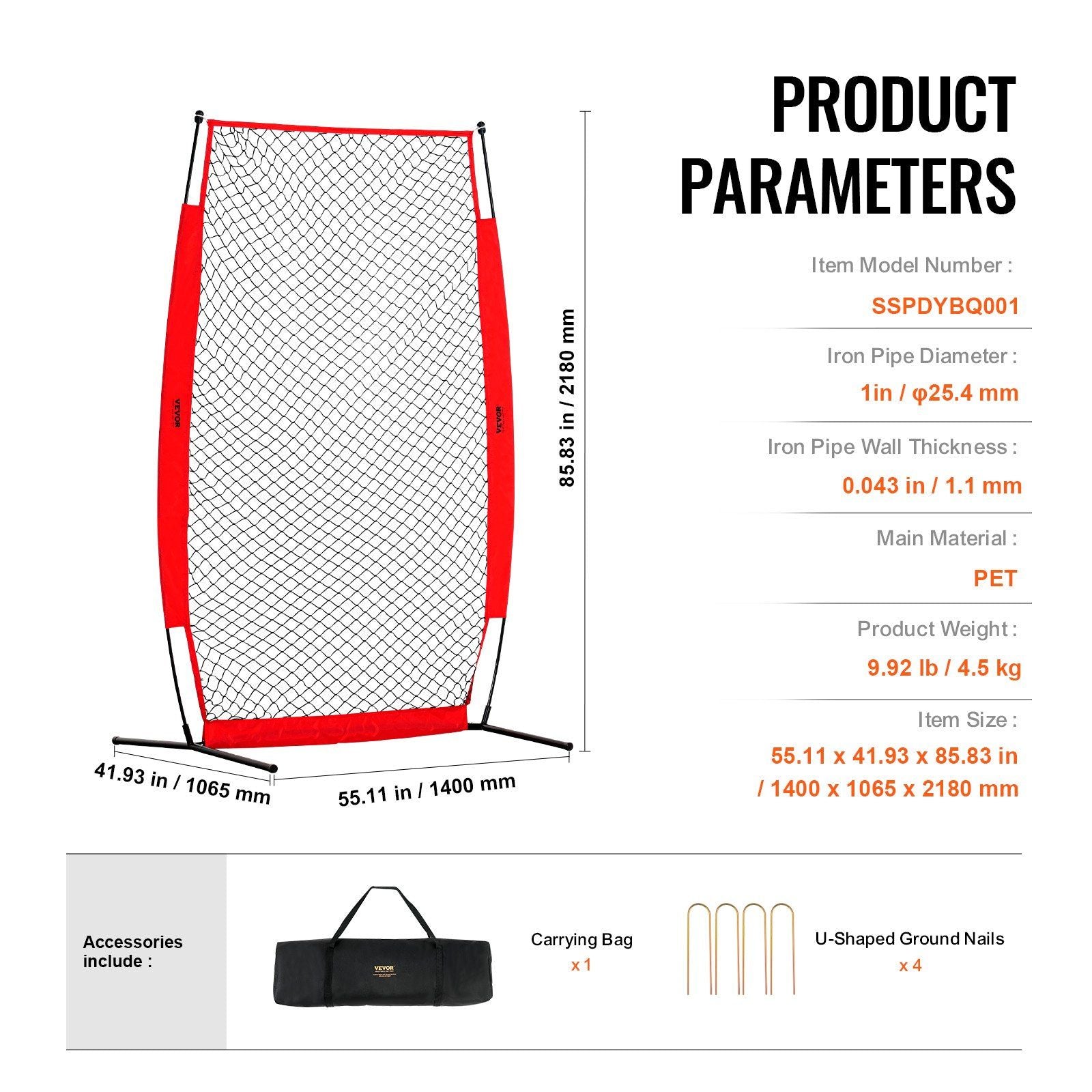 I Screen Baseball for Batting Cage, 7x4 ft Baseball & Softball Safety Screen, Body Protector Portable Batting V952-TSBHWIXQX74YMKWF6V0