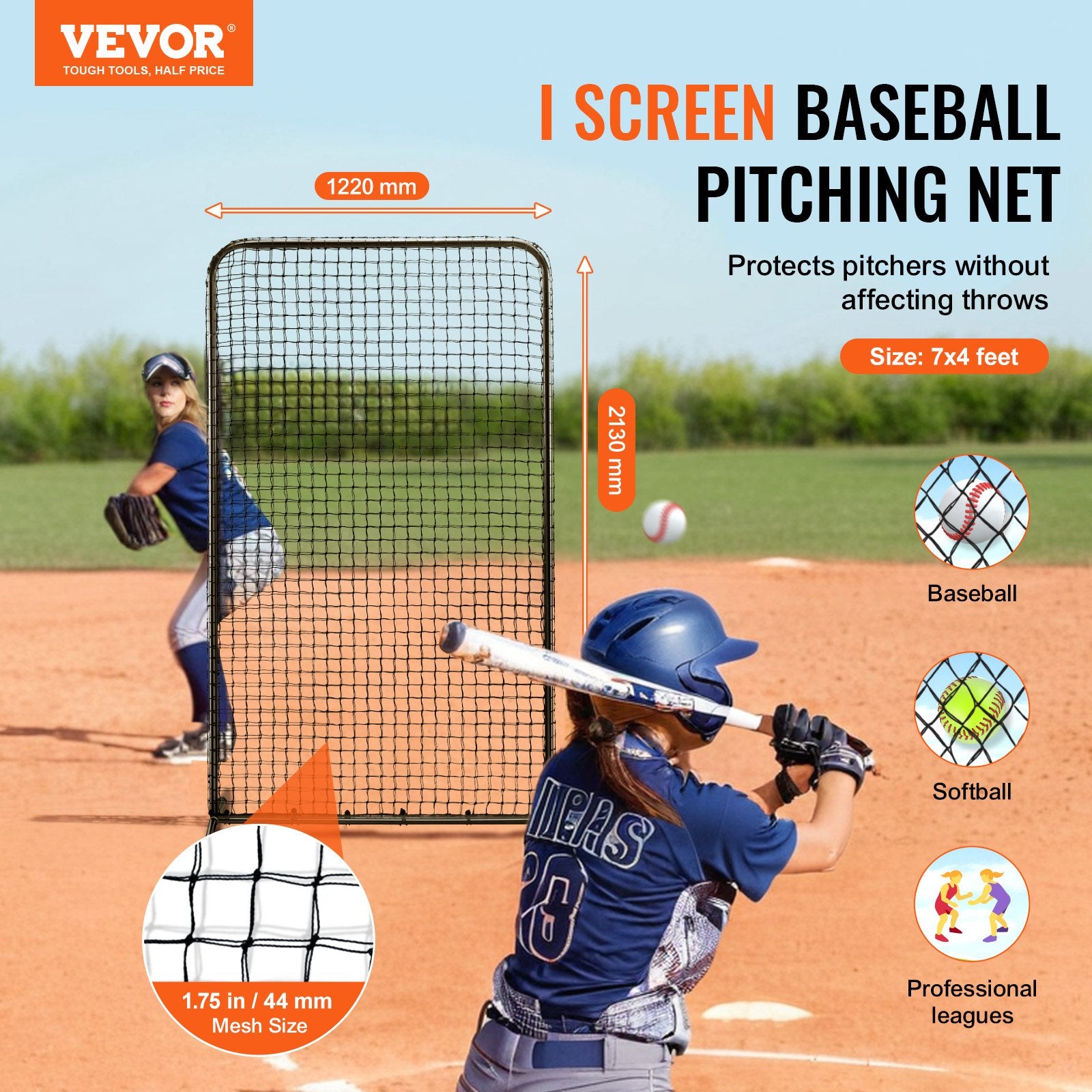 I Screen Baseball for Batting Cage, 7x4 ft Baseball Softball Safety Screen, Body Protector Portable Batting V952-TSBHWIXZX74YWVVBYV0
