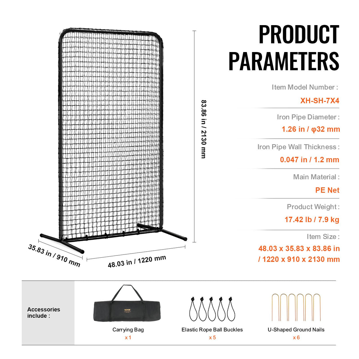 I Screen Baseball for Batting Cage, 7x4 ft Baseball Softball Safety Screen, Body Protector Portable Batting V952-TSBHWIXZX74YWVVBYV0